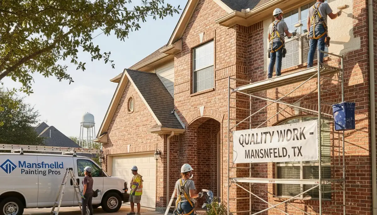 Painter serving a Fort Worth, TX home exterior with professional residential painting services